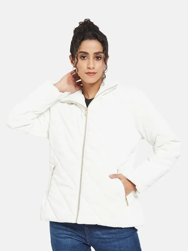 METTLE Women White Knitted Jacket